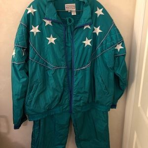 Vintage 1980s Retro Woman’s USA Nylon Jogging Suit - Wind Breaker & Lined